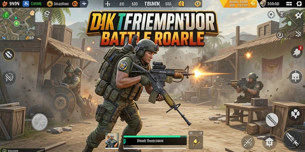 Tangkapan layar gameplay <strong>9N9N</strong> yang menunjukkan aksi pertempuran Battle Royale yang intens.