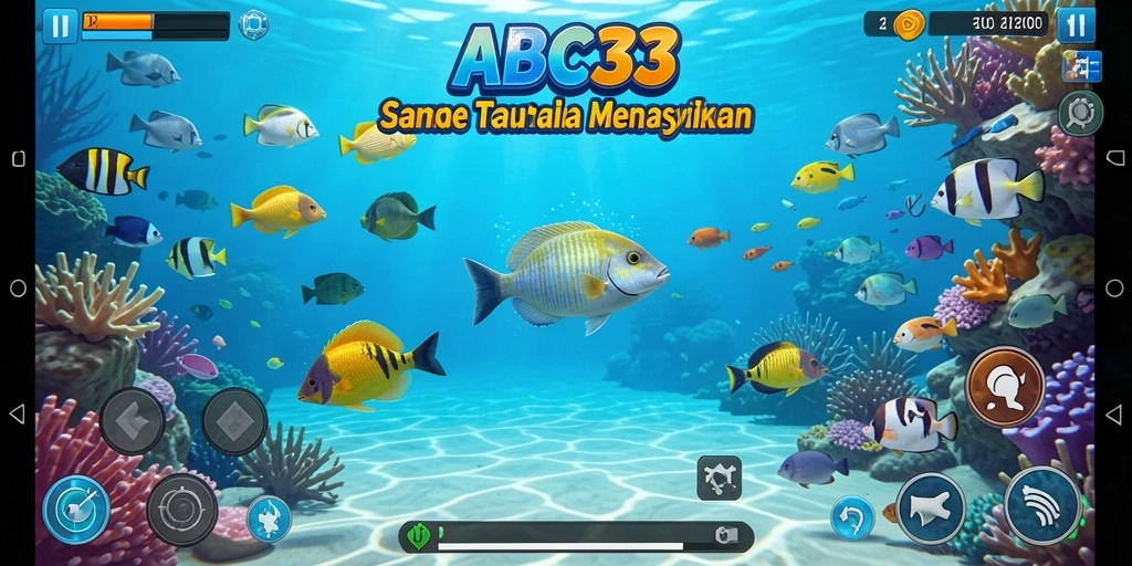 Screenshot gameplay ABC33 menampilkan aksi seru menembak ikan.