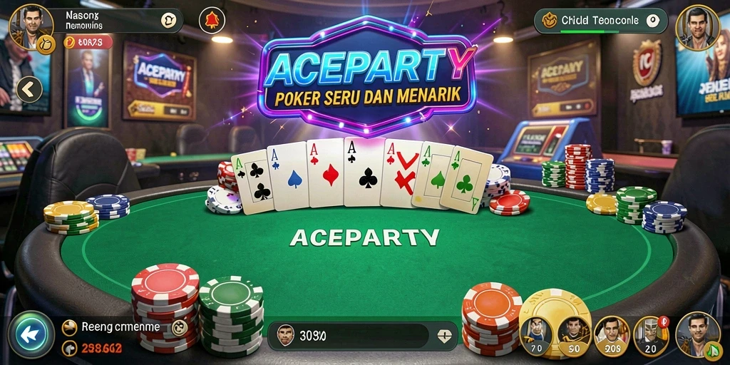 Tampilan gameplay Poker yang mendebarkan di ACEPARTY.