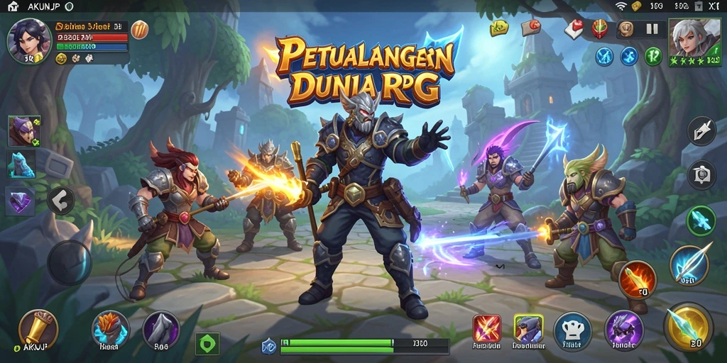 Gambaran gameplay RPG di AKUNJP yang menantang.