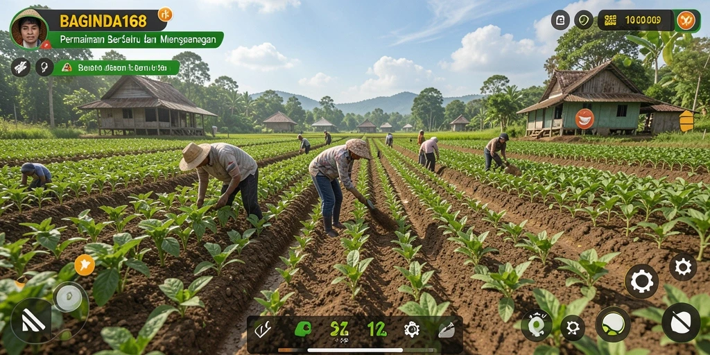 Tampilan menarik dalam permainan BAGINDA168 menampilkan aktivitas bertani yang menyenangkan.