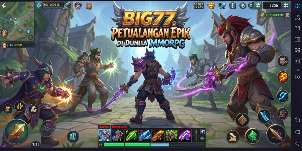 Screenshot gameplay BIG77 menunjukkan aksi seru dalam pertempuran MMORPG.