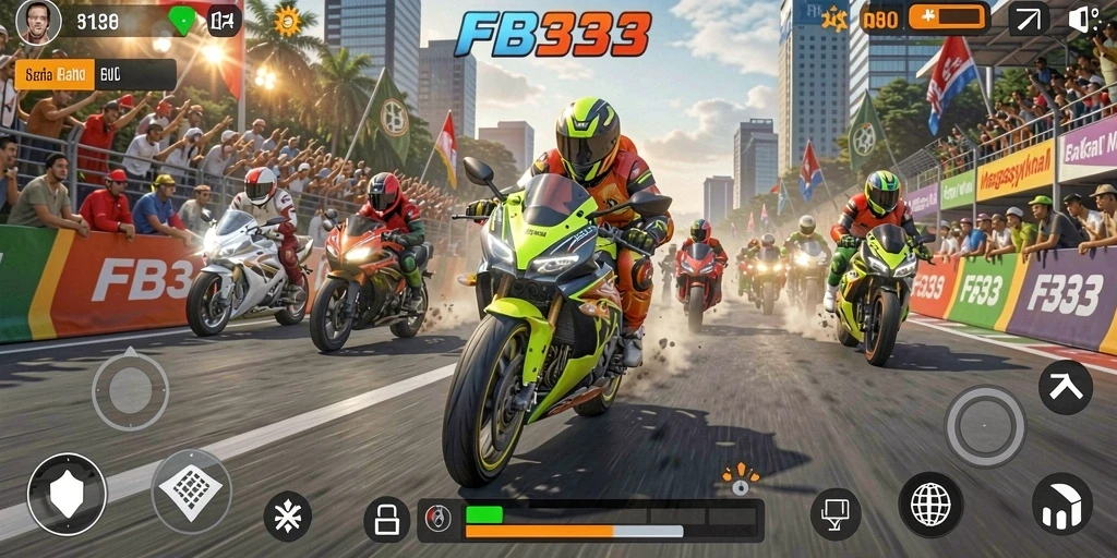Gameplay seru balapan motor yang menegangkan.