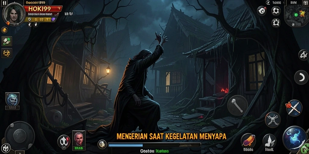 Tampilan gameplay HOKI99 yang menakutkan dan menegangkan.