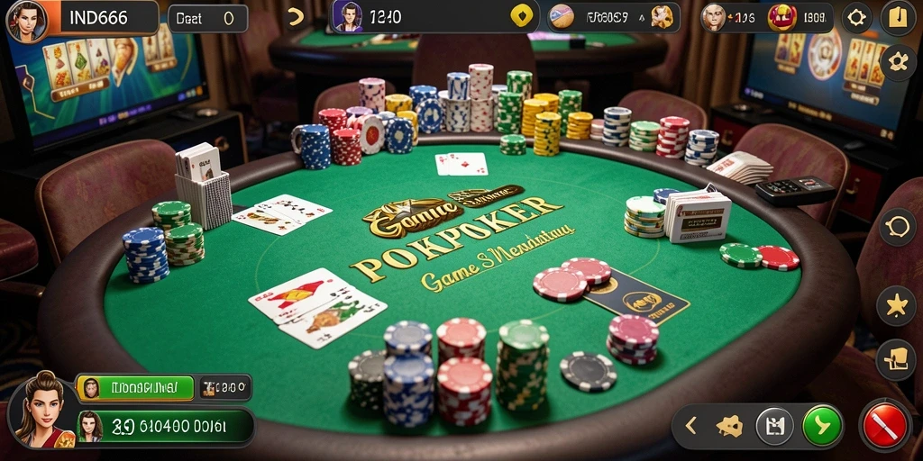 Tampilan menarik dari gameplay Poker di IND666.