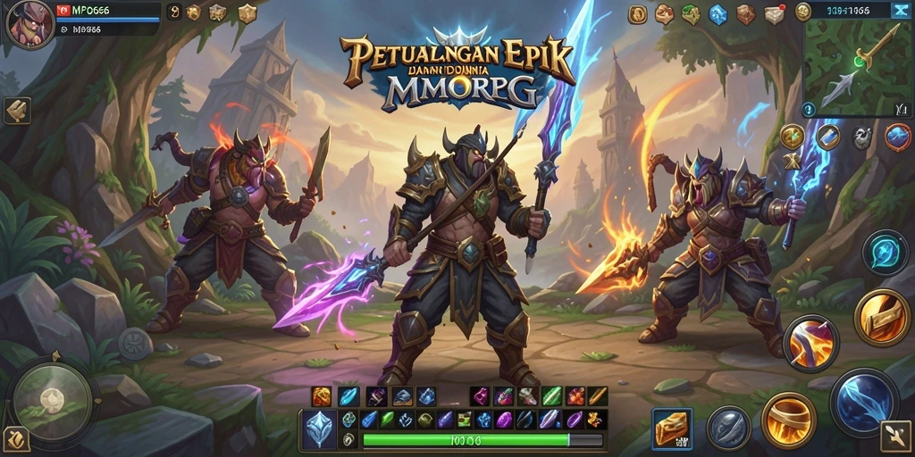 Tampilan gameplay MPO666 yang epik dan mendebarkan dalam dunia MMORPG.
