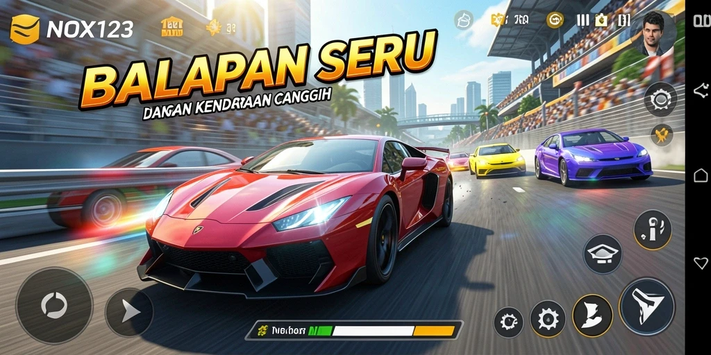 Gameplay menarik dengan kendaraan balap yang siap melaju.