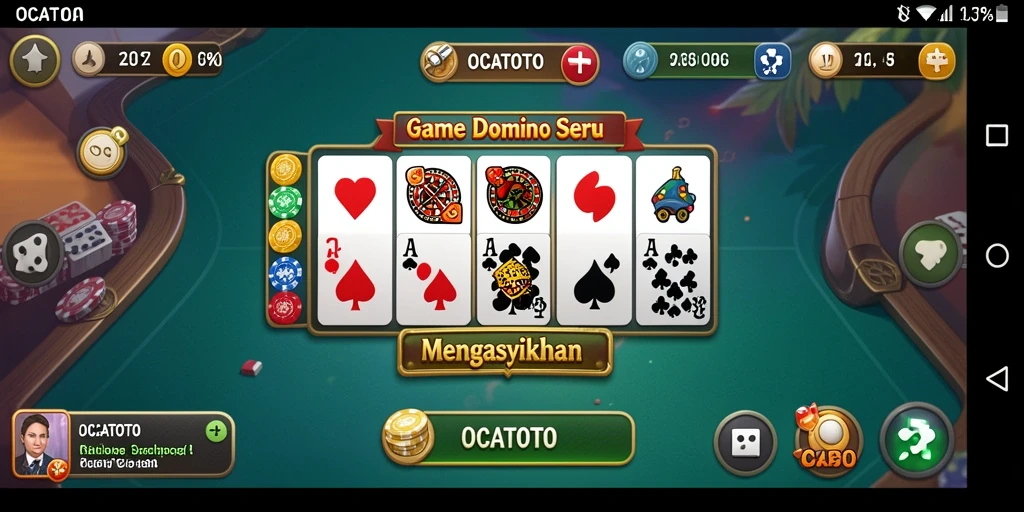 Tampilan gameplay seru dari OCATOTO saat bermain Domino.
