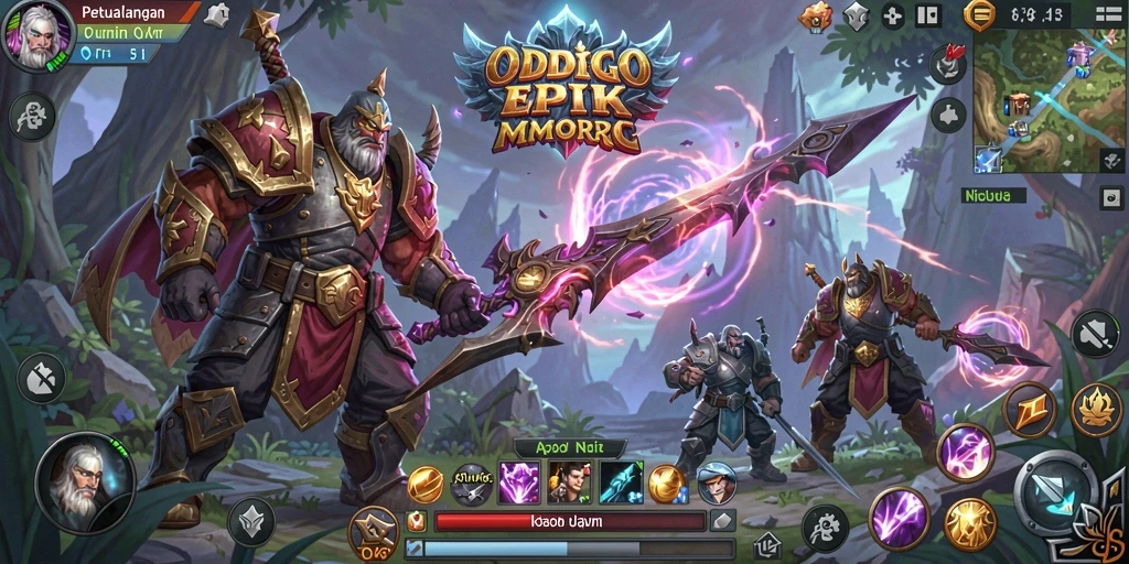 Tangkapan layar ODDIGO menunjukkan aksi seru dalam pertempuran MMORPG.