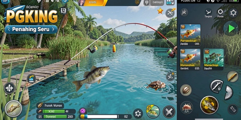 Gambar menampilkan gameplay memancing yang menarik di PGKING.