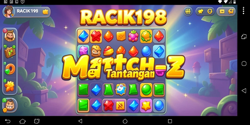 Tangkapan layar gameplay menampilkan aksi mencocokkan item dalam RACIK198.