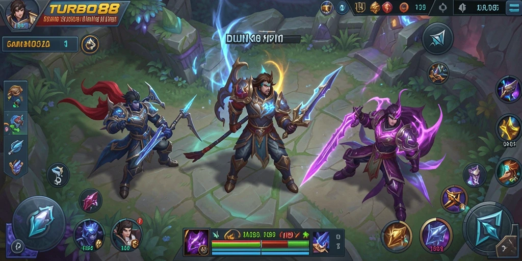 Screenshot utama TURBO88 menampilkan aksi seru dalam permainan MOBA.