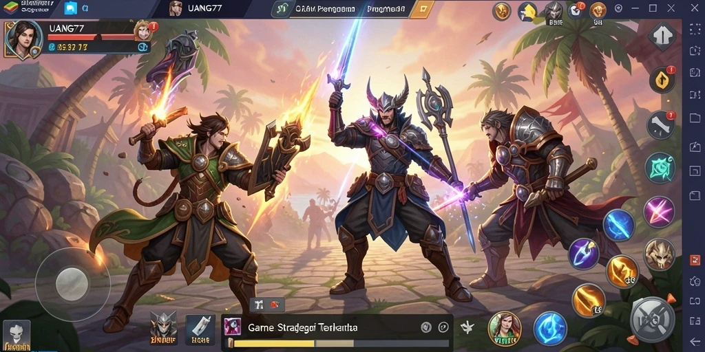 Screenshot menampilkan aksi strategi seru dalam UANG77.